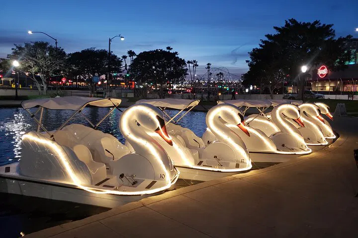 Long Beach Swan Boat Night Ride: Rainbow Lagoon Lights!