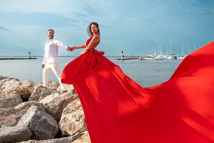 Port Camargue Flying Dress Photoshoot: Capture Your Dream Moment!