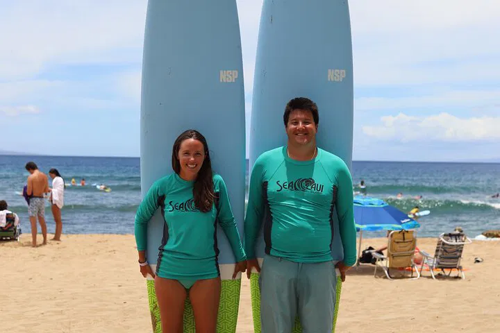 Catch the Waves: Intimate Surf Lessons on Kaanapali Beach for Two!