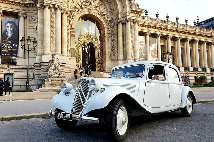 Parisian Glamour: Vintage Car Tour & Crazy Horse Cabaret Show with Airport Transfers