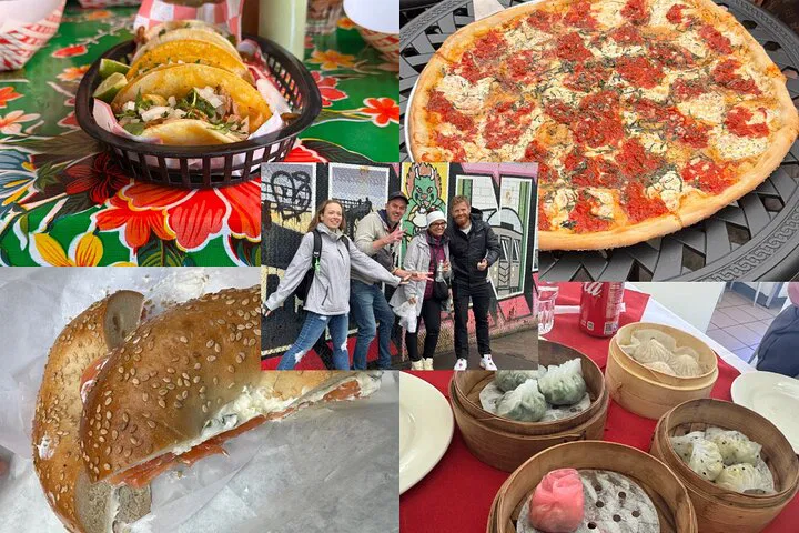 NYC's Iconic Food Crawl: Bagels, Dumplings, Pizza & Tacos Adventure!